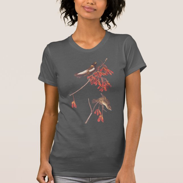Audubon's Rice Bunting Birds in Flowering Maple T-Shirt (Front)