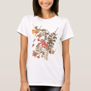 Audubon's Ruby Throated Hummingbird and Flowers T-Shirt