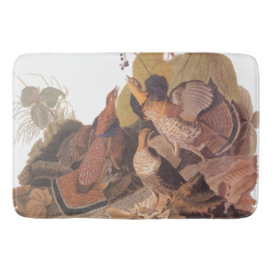 Audubon's Ruffed Grouse on Woodland Floor Bath Mat