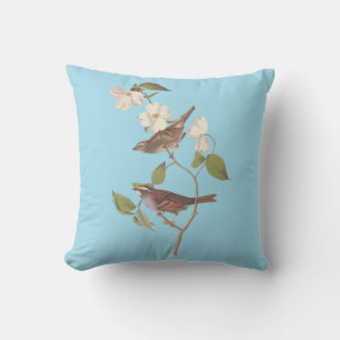 Audubon's White Throated Sparrow on Blue Cushion
