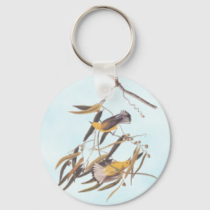 Audubon's Yellow Prothonotary Warbler Bird Pair Bu Key Ring