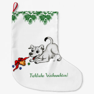 auf Deutsch Weihnachten mit Welpe Glocke und Ball Large Christmas Stocking