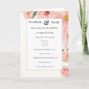 Aufruf Pink Watercolor Wedding Jewish Invitation