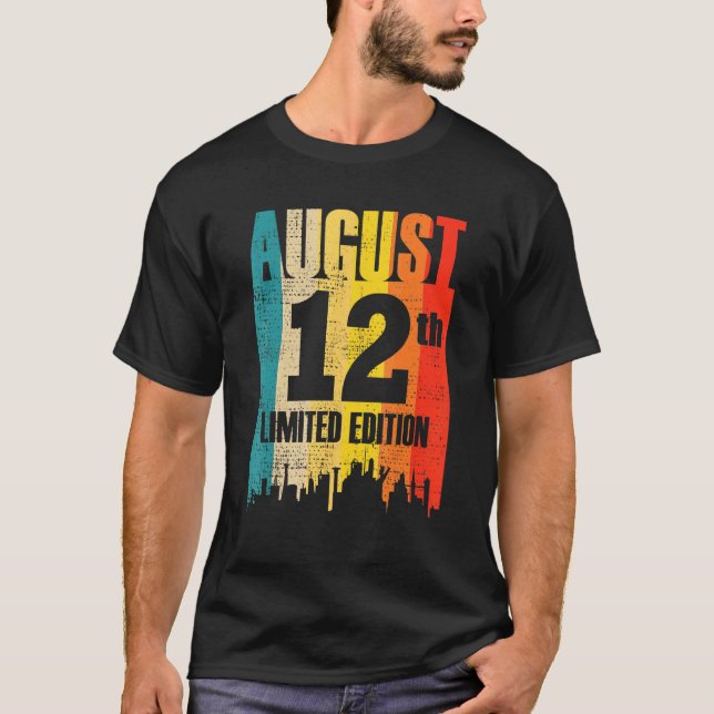 August 12 Limited Edition Month 8 12th Day Retro V T-Shirt (Front)