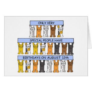 August 12th Birthday, Cartoon Cats.