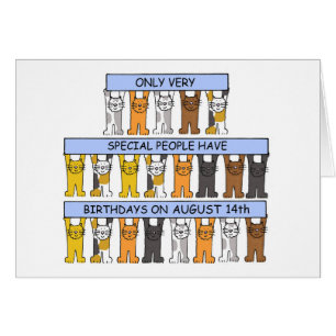 August 14th Birthday, Cartoon Cats.