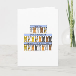 August 16th Birthday, Cartoon Cats. Card