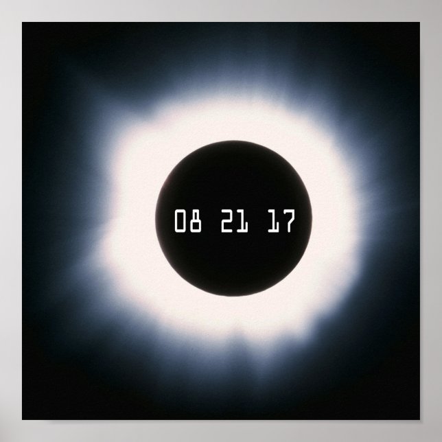 August 2017 Total Solar Eclipse in Black and White Poster (Front)