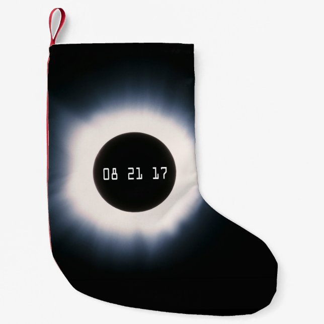August 2017 Total Solar Eclipse in Black and White Small Christmas Stocking (Front)