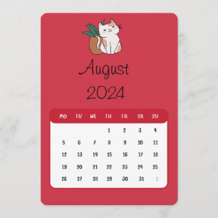 August 2024 Stand Alone Cat And Plant Calendar Menu