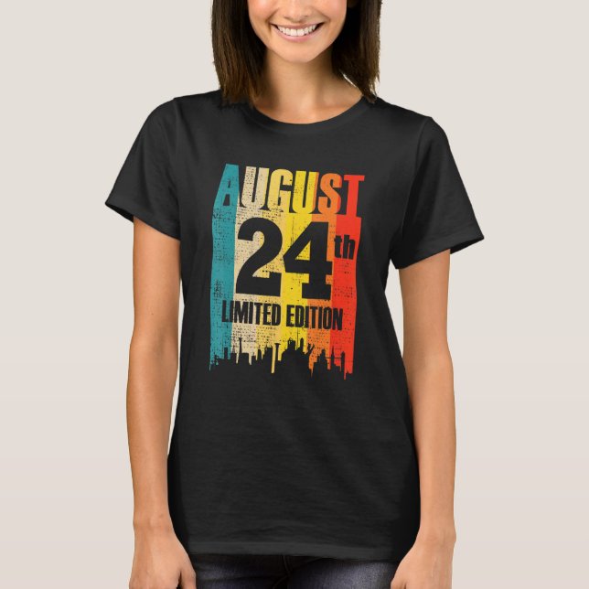 August 24 Limited Edition Month 8 24th Day Retro V T-Shirt (Front)