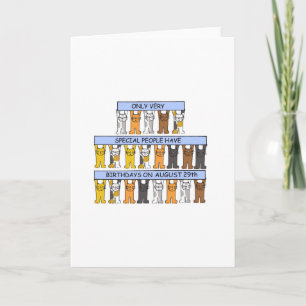 August 29th Birthday, Cartoon Cats. Card