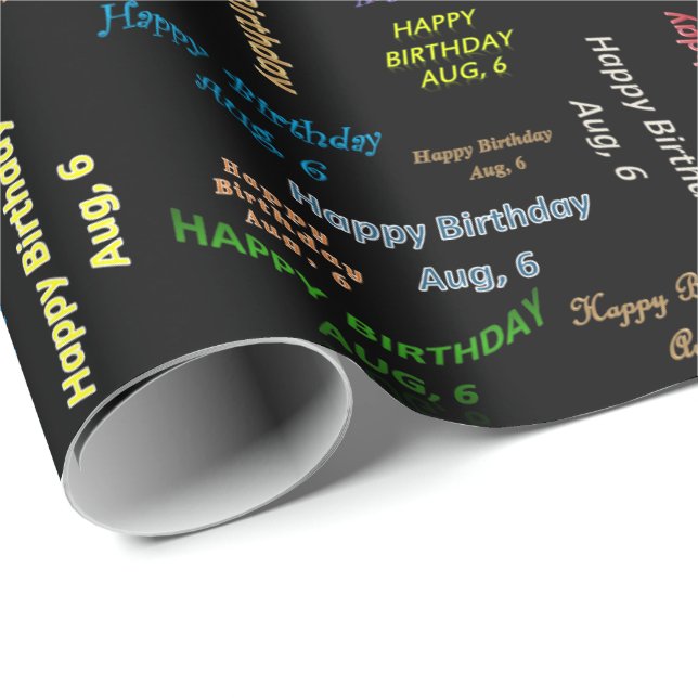 August, 6 Birthday Gift Wrapping Paper (Roll Corner)