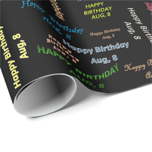 August, 8 Birthday Gift Wrapping Paper (Roll Corner)