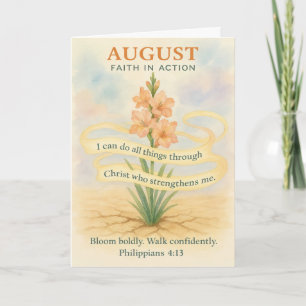August Bible Verse Swan Faith in Action Christian  Holiday Card