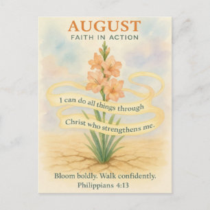 August Bible Verse Swan Faith in Action Christian Postcard