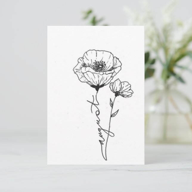 August birth flower birthday card, Poppy Card (Standing Front)