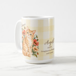 August Birth Flower Carnation Cat Bridesmaid Gift Coffee Mug