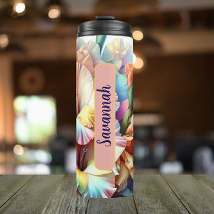 August Birth FLower Gladiolus Personalised 16 oz Thermal Tumbler