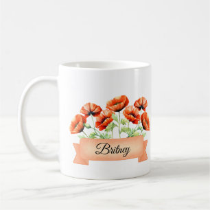 August Birth Flower Poppy Birthday Coffee Mug