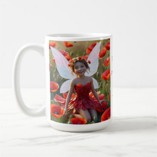 August Birth Flower - Poppy Flower Fairy -  Coffee Mug