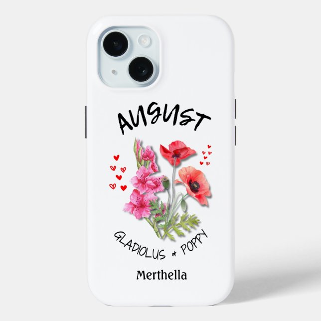 AUGUST Birth Month Flower Custom Name Case-Mate iPhone Case (Back)