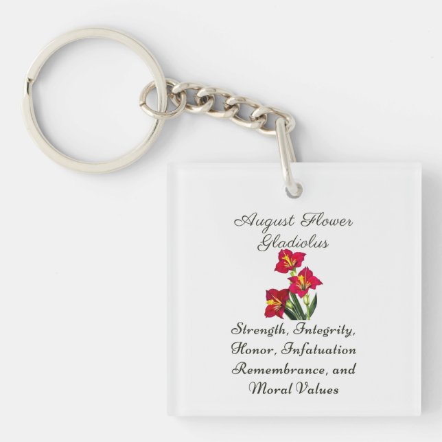 August Birth Month Flower Gladiolus Birth Gift Key Ring (Front)