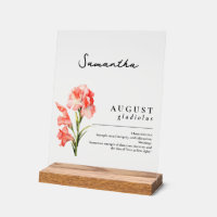 August Birth Month Flower Gladiolus Personalised