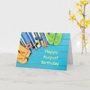 **AUGUST BIRTHDAY** AND BEACH DAY WISHES CARD