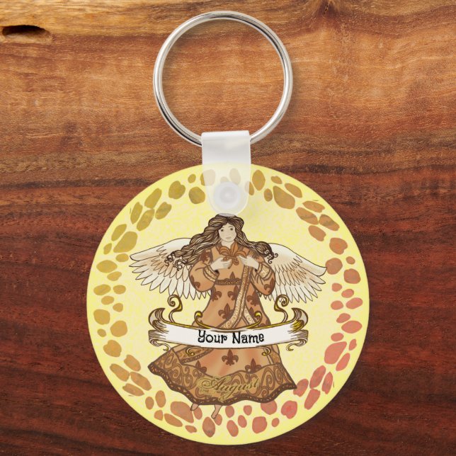 August Birthday Angel birthday custom keychains (Front)