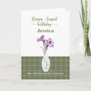 August Birthday Birth Month Flower Gladiolus Card