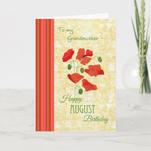 August Birthday Card for Grandmother, Poppies