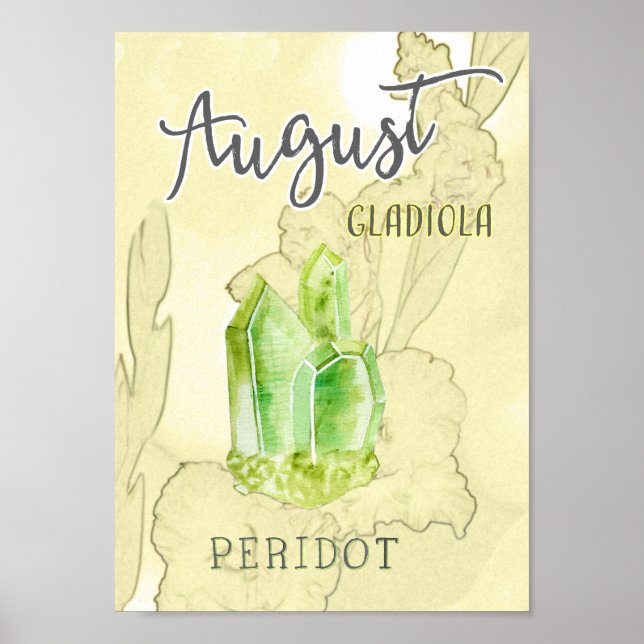 August  Birthday Flower and Birthstone Poster (Front)