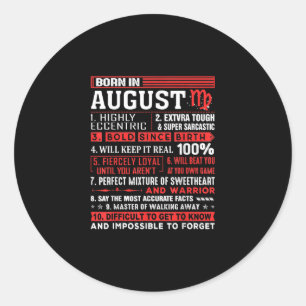 August Birthday Gifts - Born In August Virgo Classic Round Sticker