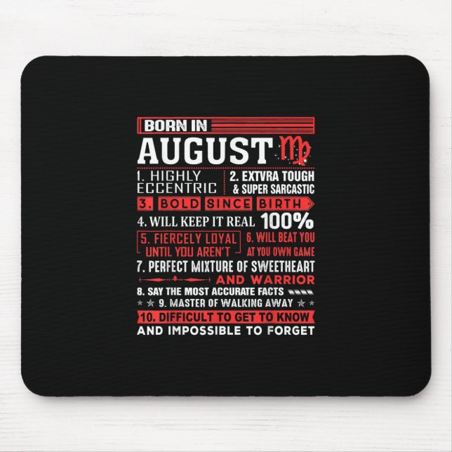 August Birthday Gifts - Born In August Virgo Mouse Pad (Front)
