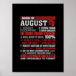 August Birthday Gifts - Born In August Virgo Poster