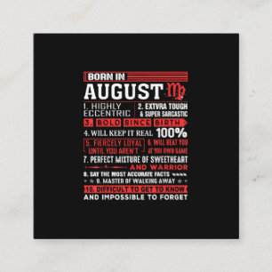 August Birthday Gifts - Born In August Virgo Square Business Card