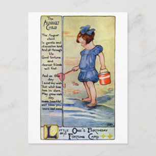 August Birthday Girl at the Beach Postcard
