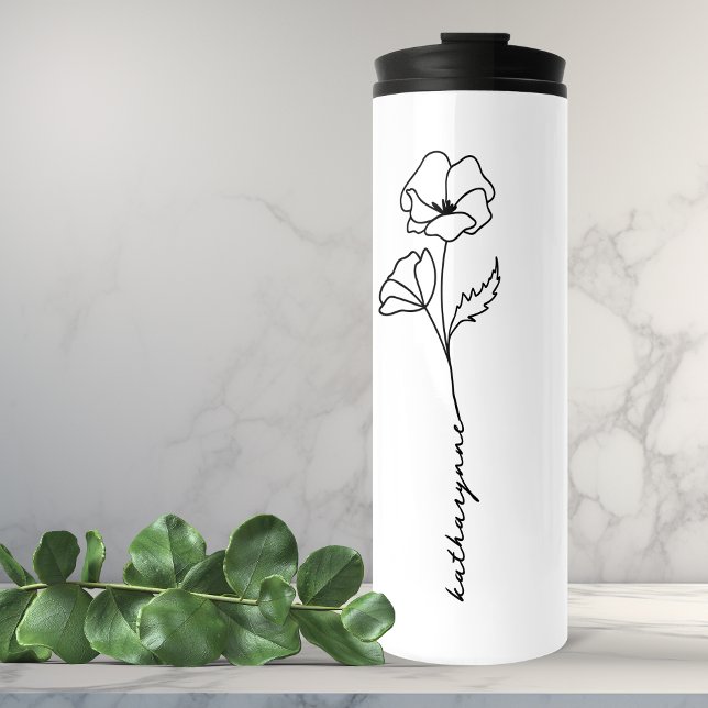 August Birthday Month Poppy Birth Flower Thermal Tumbler (August Birthday Month Poppy Birth Flower Thermal Tumbler)