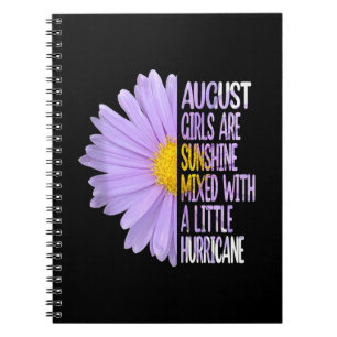 August Birthday Womens Gift Funny Daisy Aster Gift Notebook