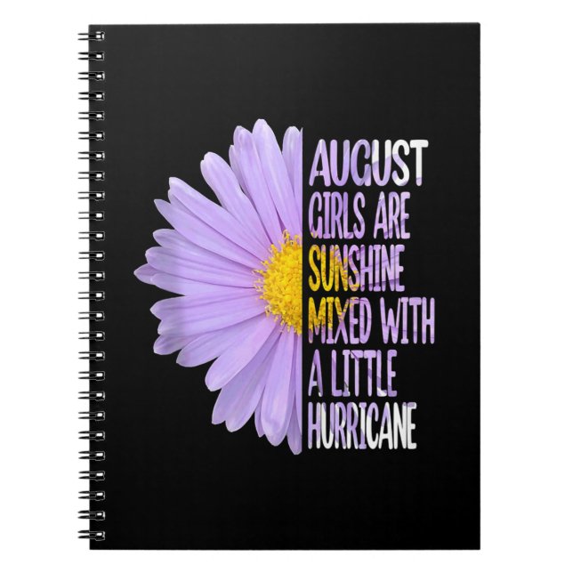 August Birthday Womens Gift Funny Daisy Aster Gift Notebook (Front)