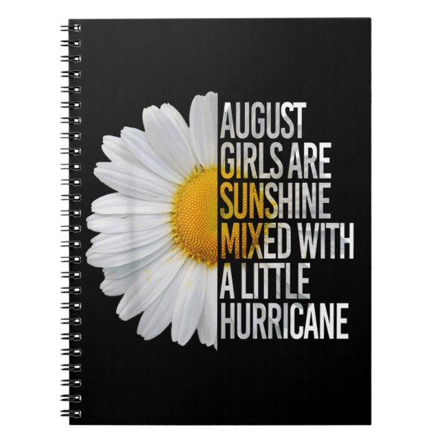 August Birthday Womens Gift Funny Daisy Quote Gift Notebook (Front)