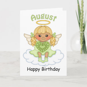 August Birthstone Angel Blonde Birthday Card