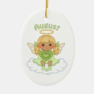 August Birthstone Angel Blonde Ceramic Ornament