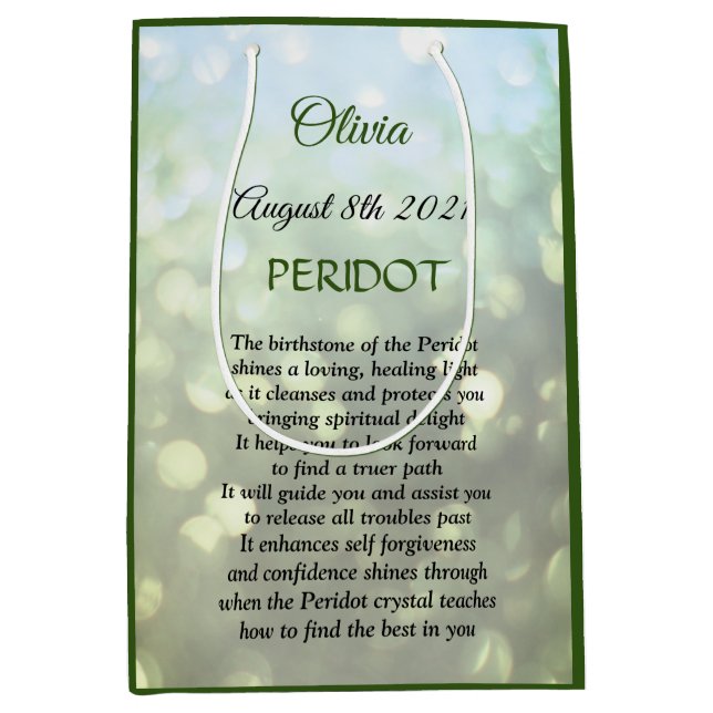 August Birthstone Peridot design  Medium Gift Bag (Front)