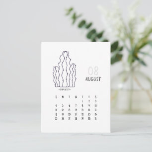 August Customisable Cactus 2024 Calendar Card