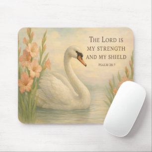 August Elegant Swans Christian Inspirational Mouse Pad