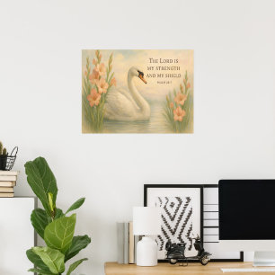 August Elegant Swans Christian Inspirational Poster