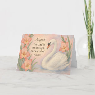 August Flamingo Bible Verse Christian Birth  Holiday Card