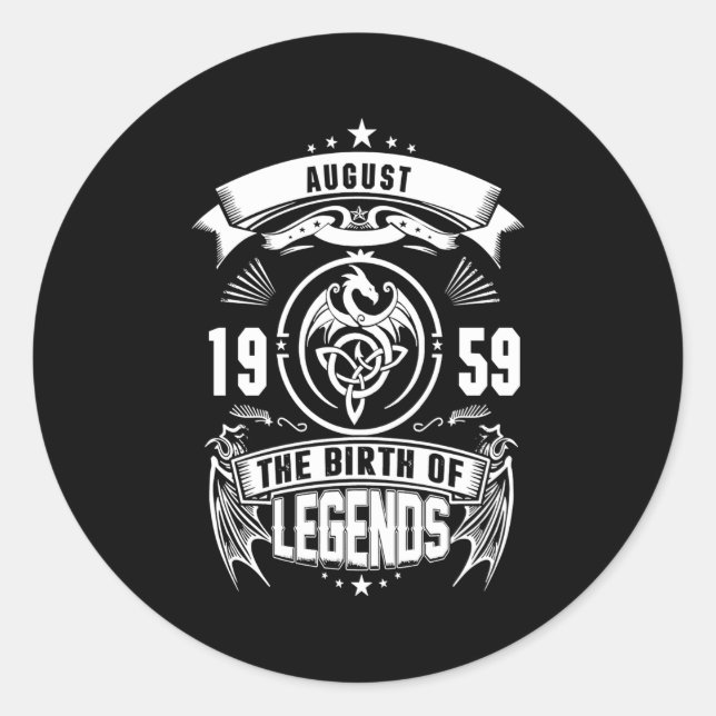 August Gift | 1959 The Birth Of The Legends Classic Round Sticker (Front)